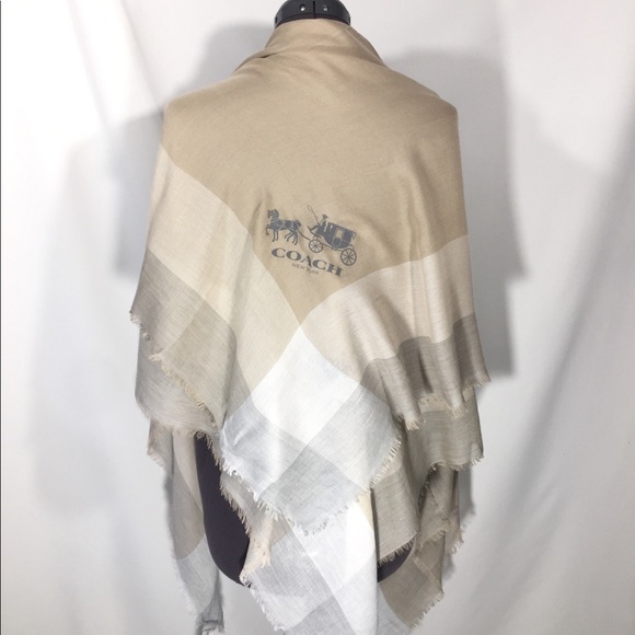 New Coach Windowpane Light Weight Scarf - Picture 5 of 7